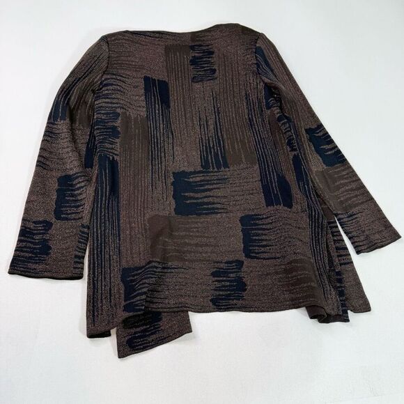 Ming Wang Long Jacket Womens Large Open Front Brown Shimmer Classy - Picture 5 of 8